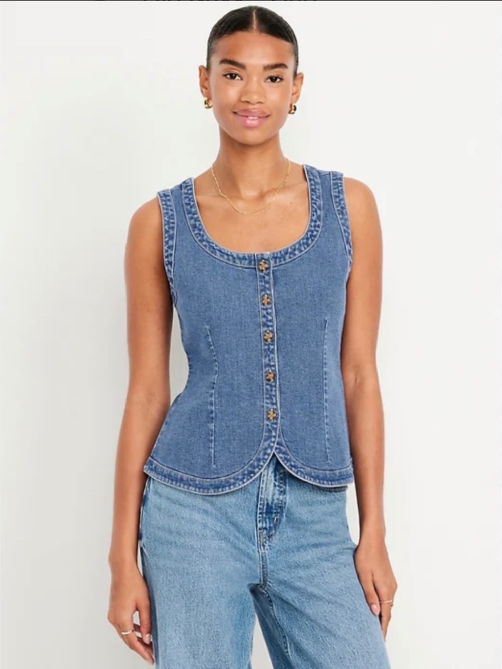 NWT Old Navy Longline Denim Vest Size M